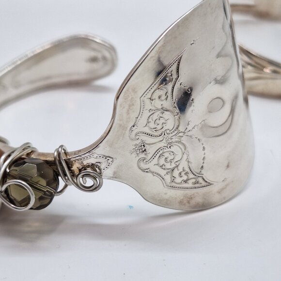 Vintage silverware bracelets - Handmade funky bangles 2 piece set - Picture 9 of 13